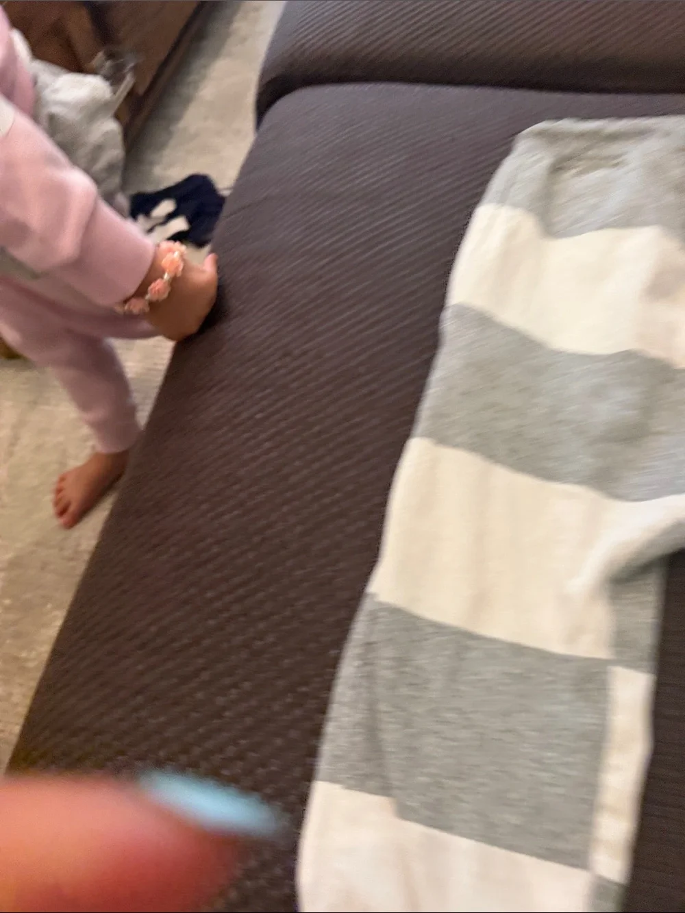 Burberry Kids Gray & Cream Striped Jogger Pants